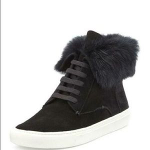 Vince Nyack Suede Sneakers with Authentic Fur
